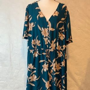 Ava & Viv Green Background with Tan Florals